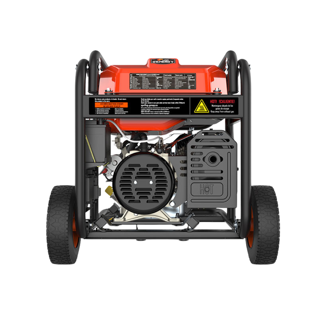 Generador Eléctrico a Gasolina Genergy Mulhacén Sol 7000W portátil, diseñado especialmente para apoyo en instalaciones solares fotovoltaicas y suministro automático de emergencia y apagones en hogares y fincas. Apoyo solar.