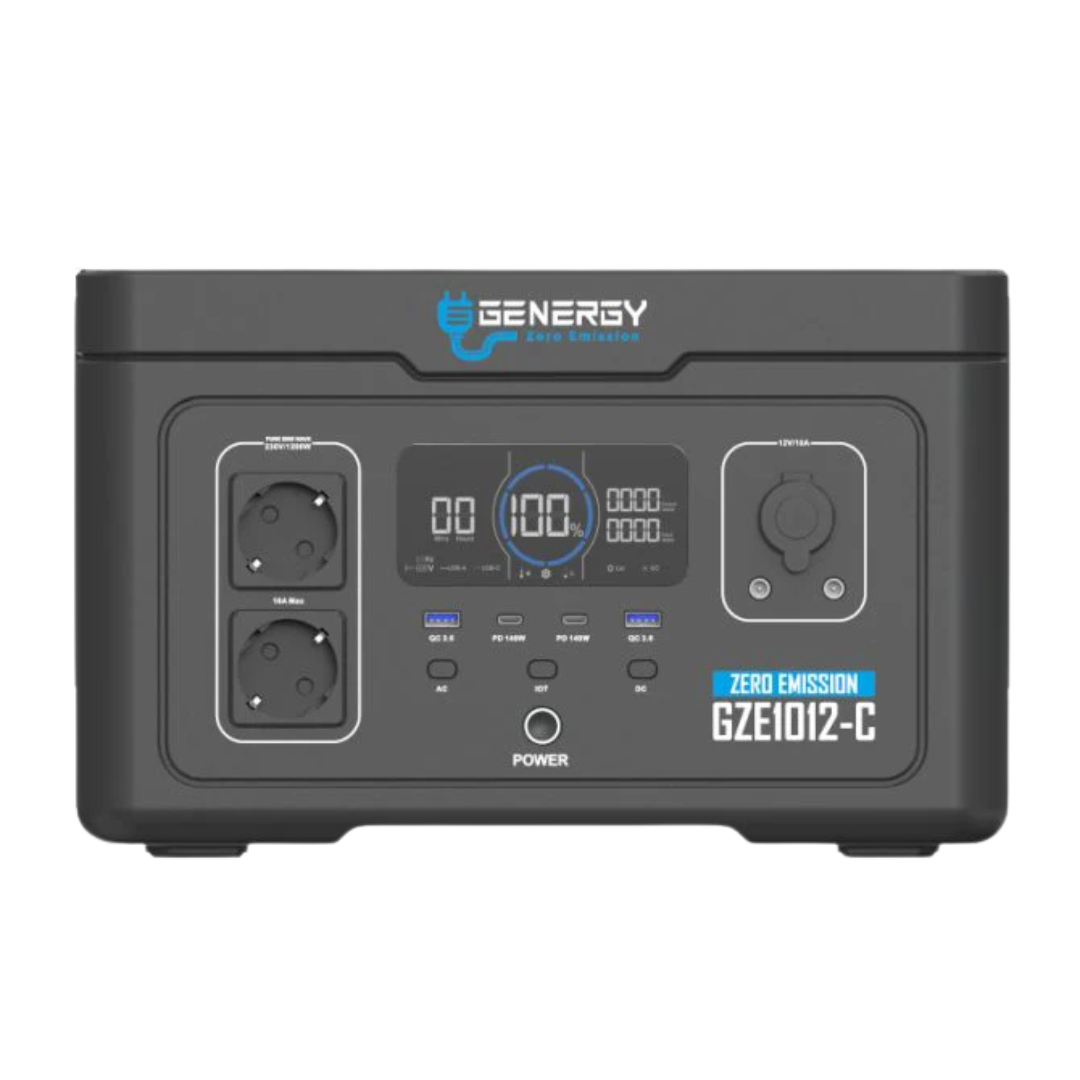 Generador Solar Portatil GZE1012C de 1200W, generador solar silencioso ideal para camping, autocaravanas y respaldo de electrodomésticos en el hogar en caso de emergencias o apagón.