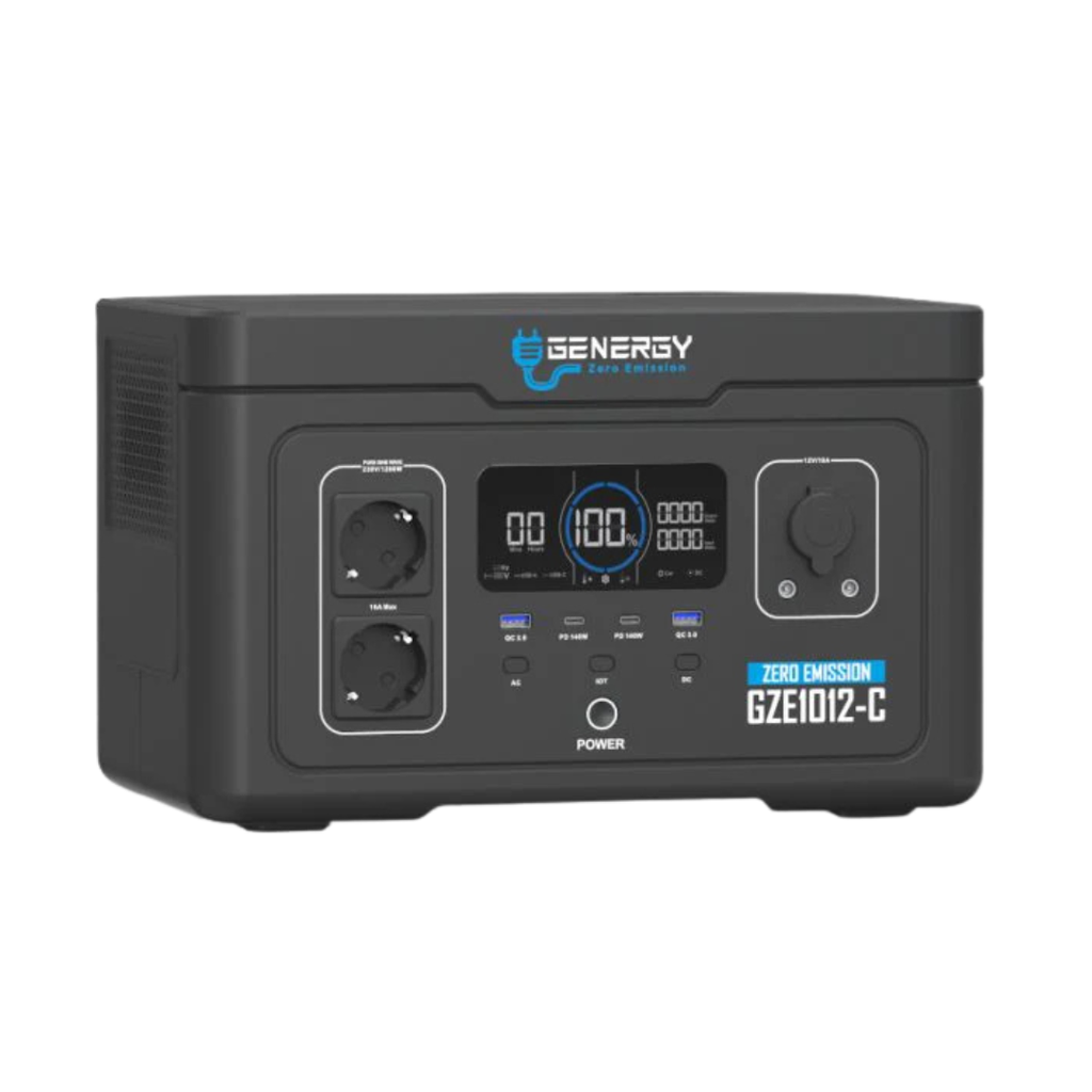 Generador Solar Portatil GZE1012C de 1200W, generador solar silencioso ideal para camping, autocaravanas y respaldo de electrodomésticos en el hogar en caso de emergencias o apagón.