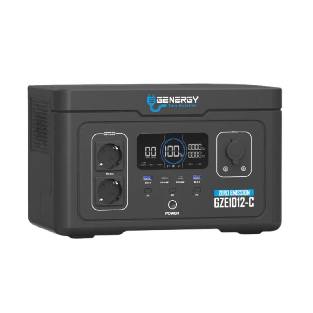 Generador Solar Portatil GZE1012C de 1200W, generador solar silencioso ideal para camping, autocaravanas y respaldo de electrodomésticos en el hogar en caso de emergencias o apagón.