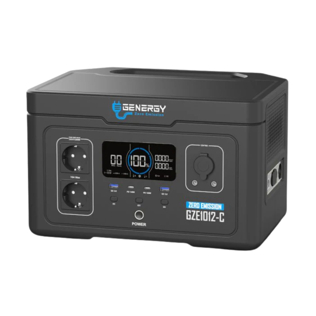 Generador Solar Portatil GZE1012C de 1200W, generador solar silencioso ideal para camping, autocaravanas y respaldo de electrodomésticos en el hogar en caso de emergencias o apagón.