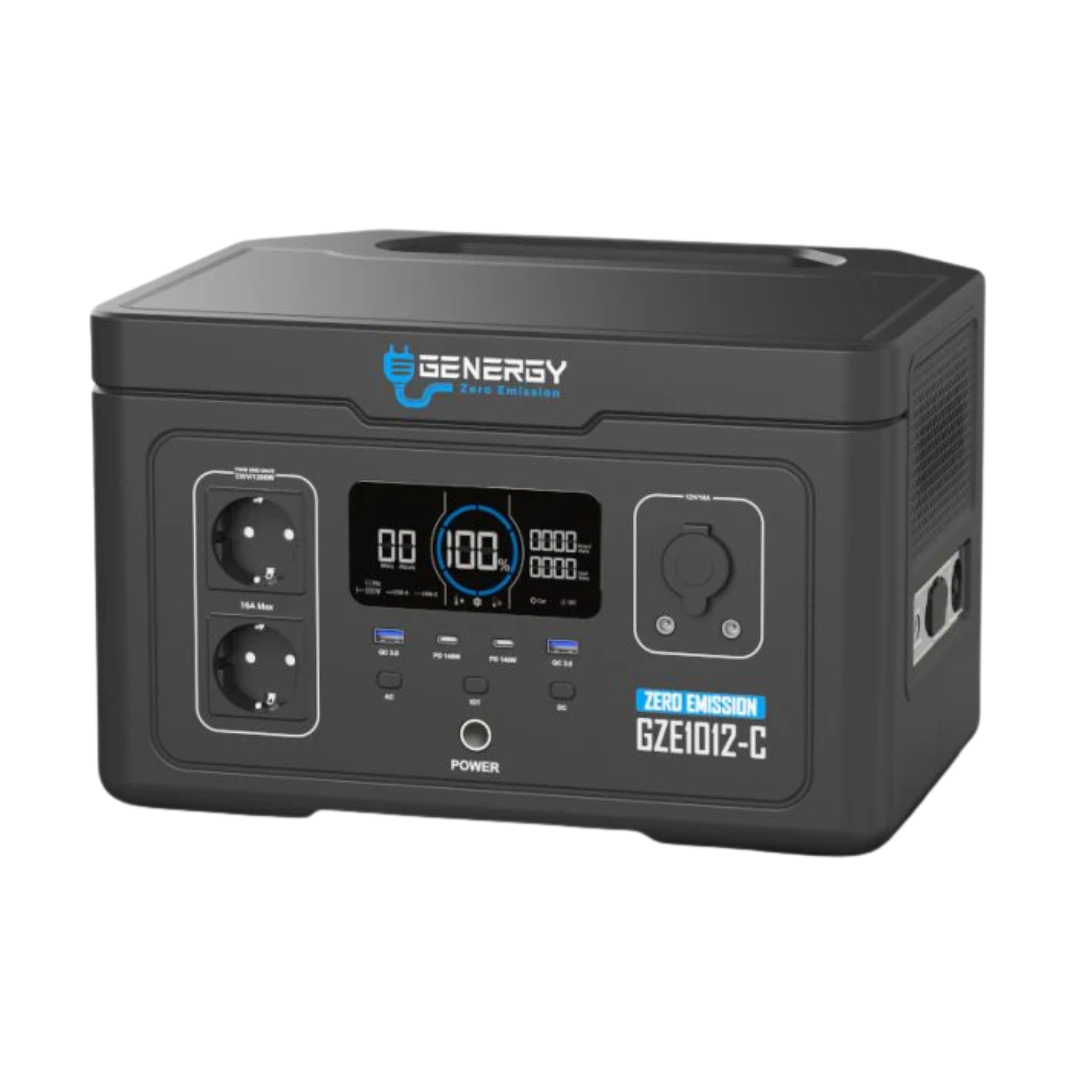 Generador Solar Portatil GZE1012C de 1200W, generador solar silencioso ideal para camping, autocaravanas y respaldo de electrodomésticos en el hogar en caso de emergencias o apagón.