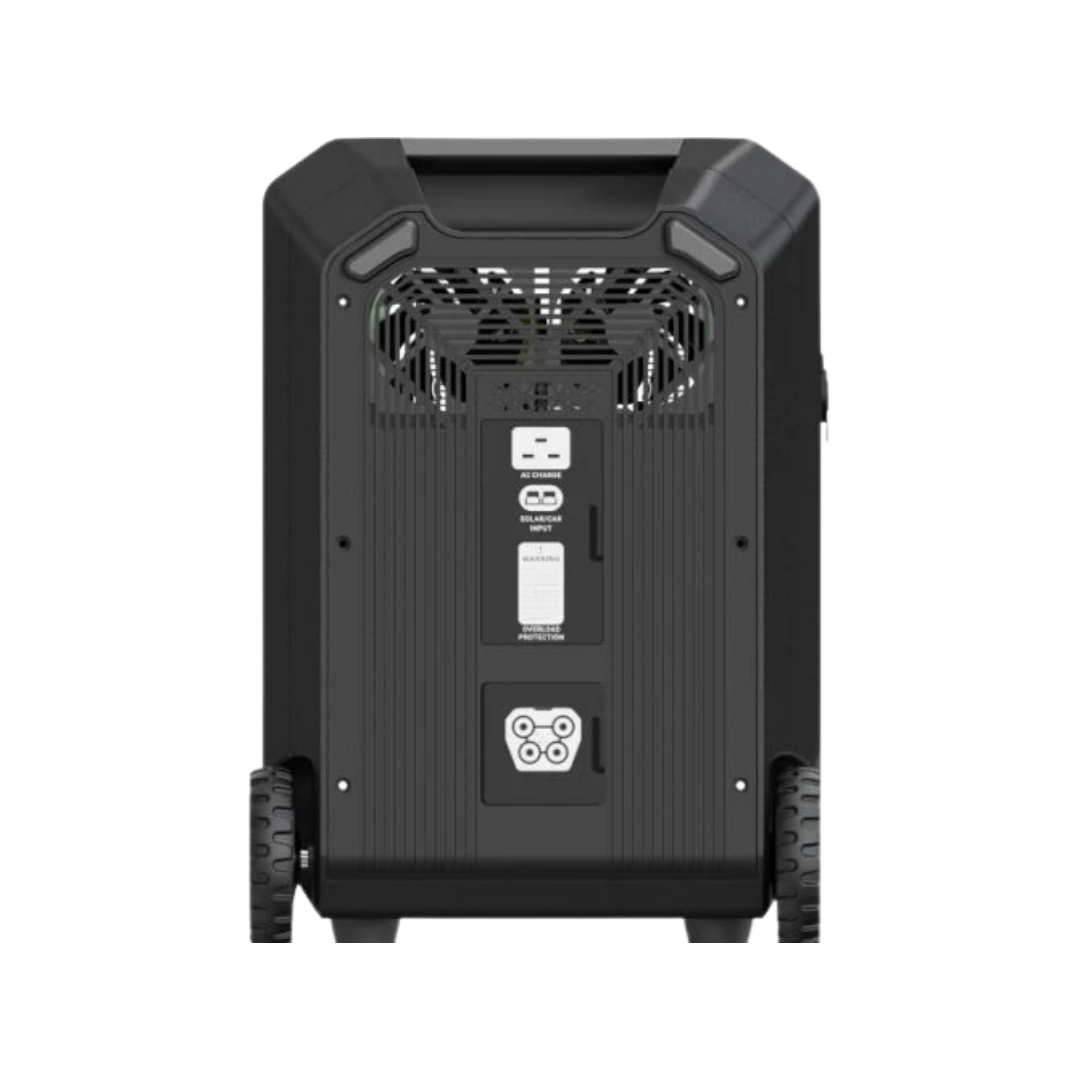 Generador Solar Portatil Genergy GZE 5050-E de 5000W para respaldo de aparatos médicos críticos y total cobertura de emergencia ante apagones en el hogar y suministro eléctrico en camping o exteriores.  