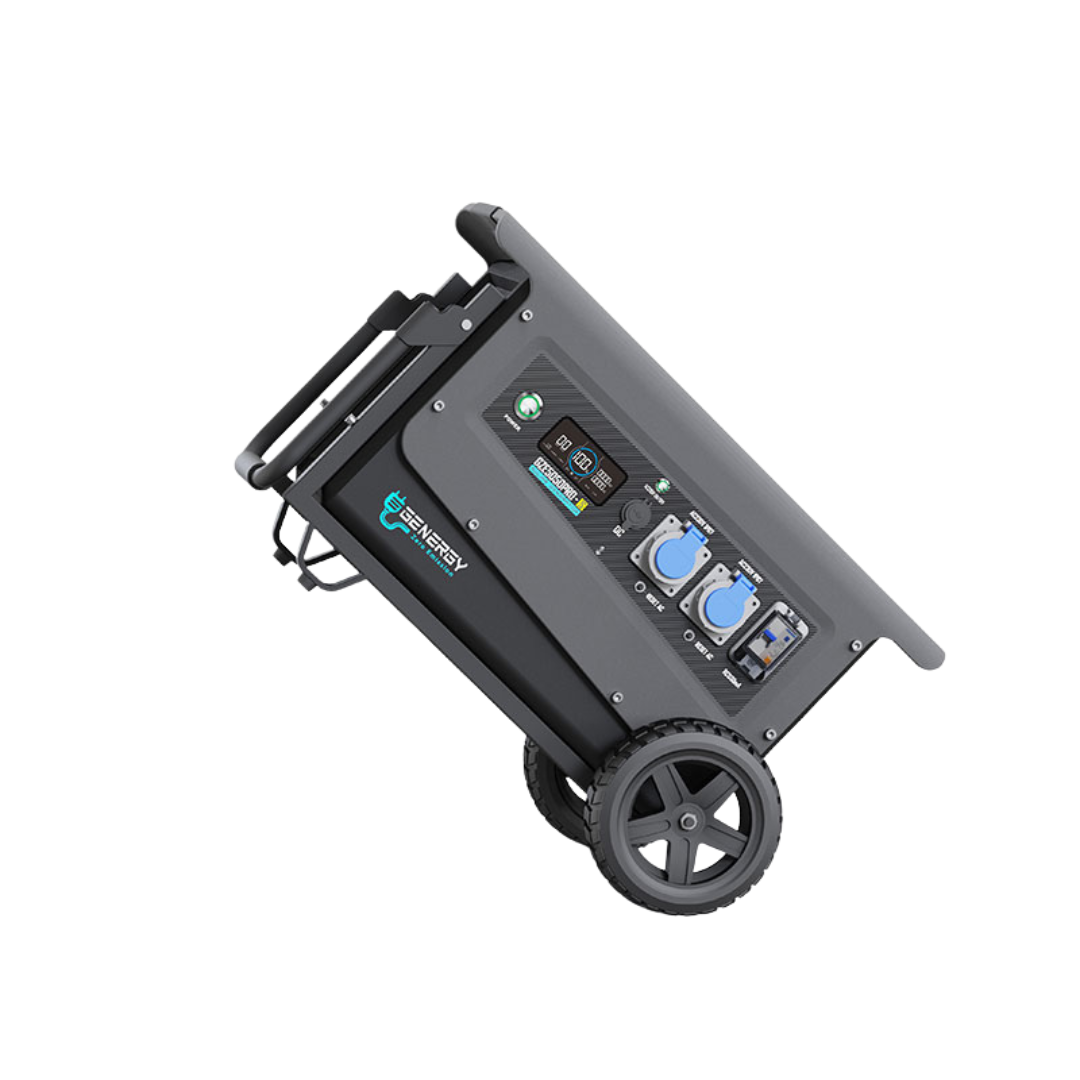 Generador Solar Portátil Profesional Genergy GZE5050PRO-S de 5000W para suministro eléctrico en obras, construcción y trabajos con herramientas de alta potencia. También para una total cobertura de toda la casa en caso de emergencias o apagones.
