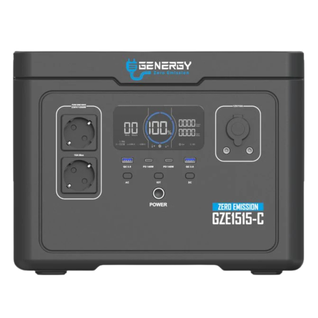 Generador Solar Portatil GZE1515-C de 1500W, generador solar silencioso ideal para camping, autocaravanas y respaldo de electrodomésticos en el hogar en caso de emergencias o apagón.