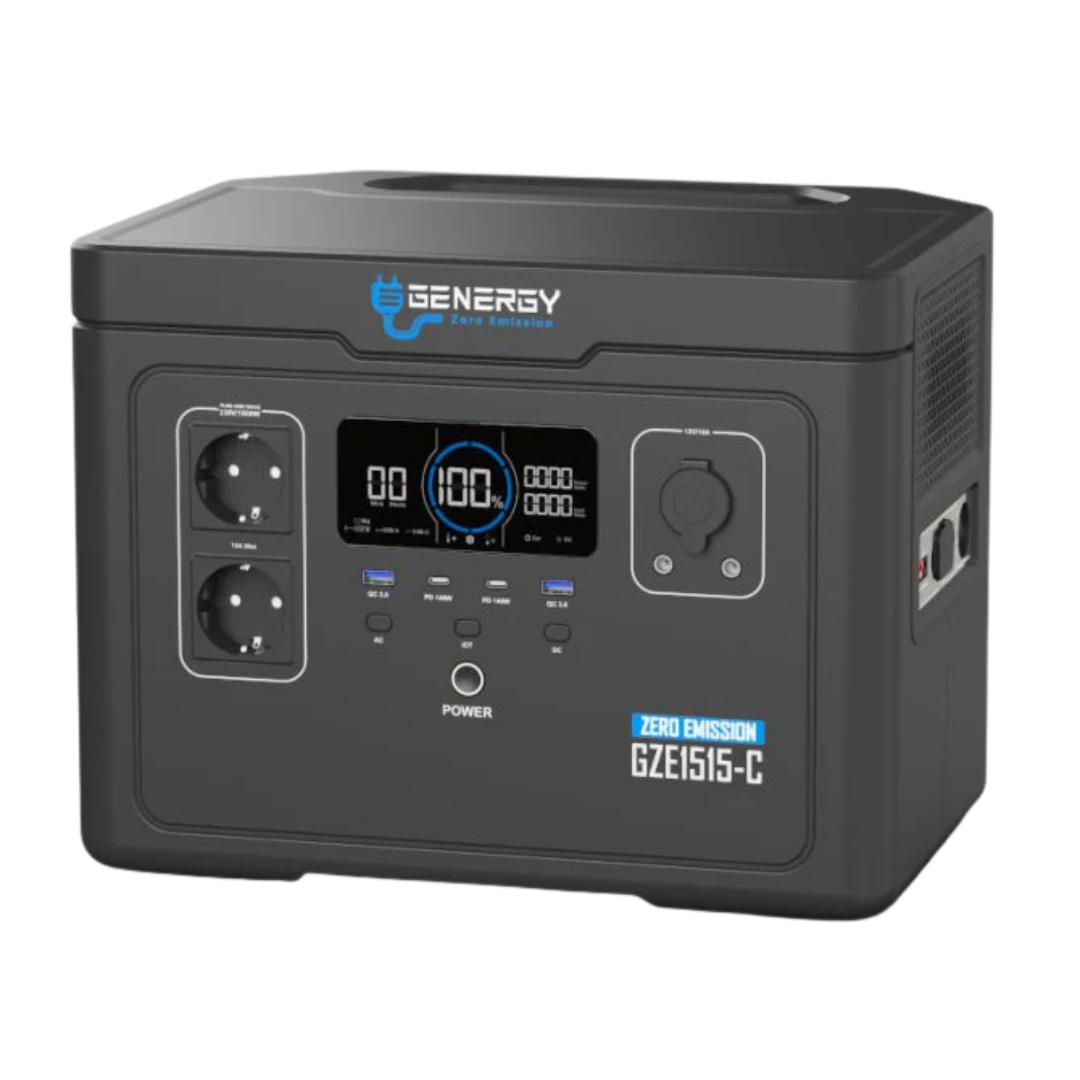 Generador Solar Portatil GZE1515-C de 1500W, generador solar silencioso ideal para camping, autocaravanas y respaldo de electrodomésticos en el hogar en caso de emergencias o apagón.