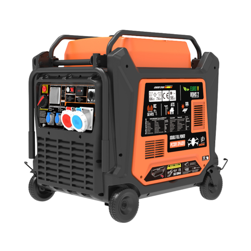 Vista Trasera:
Chasis compacto y ventilación del generador profesional Genergy Bali 13000W para soporte eléctrico continuo en exteriores.