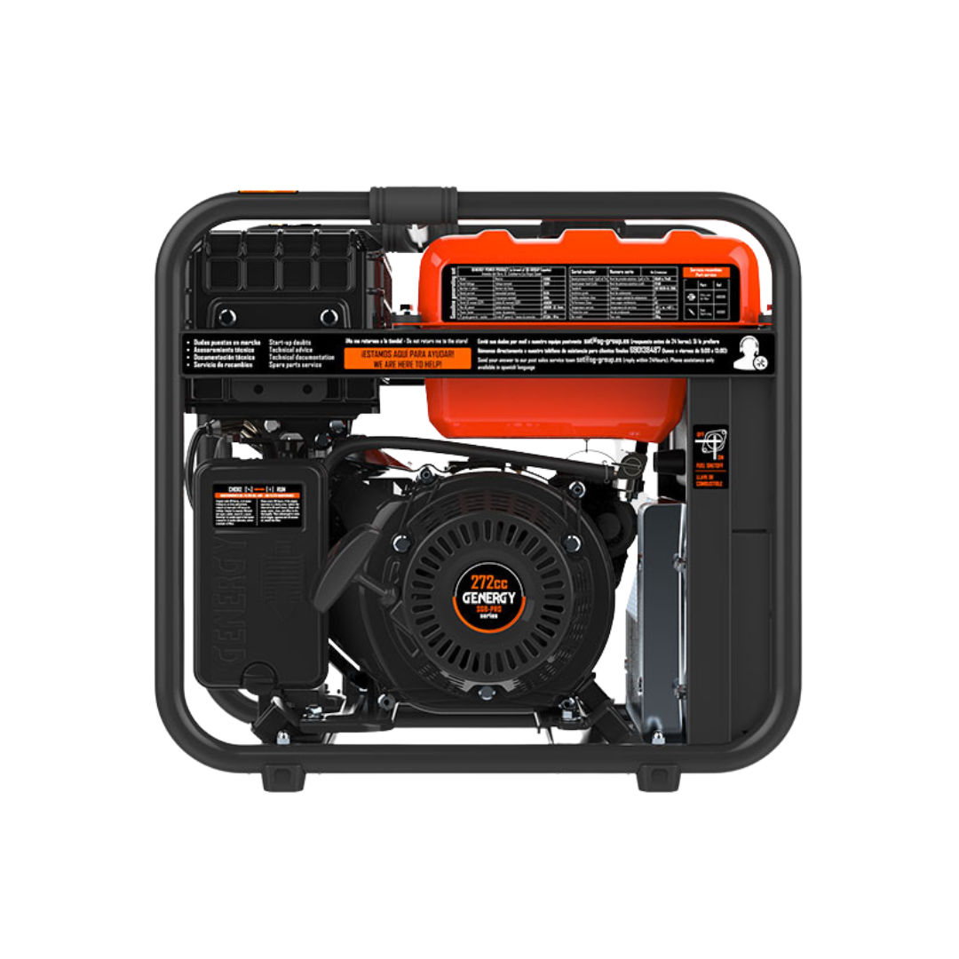 Depósito y chasis del generador inverter portátil Genergy Feroe 4800W para suministro eléctrico en emergencias del hogar