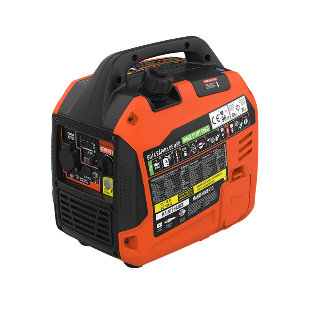Vista Trasera:
Carcasa insonorizada del generador portátil Genergy Menorca 2900W RC para alimentación estable de electrodomésticos y cortes de luz.