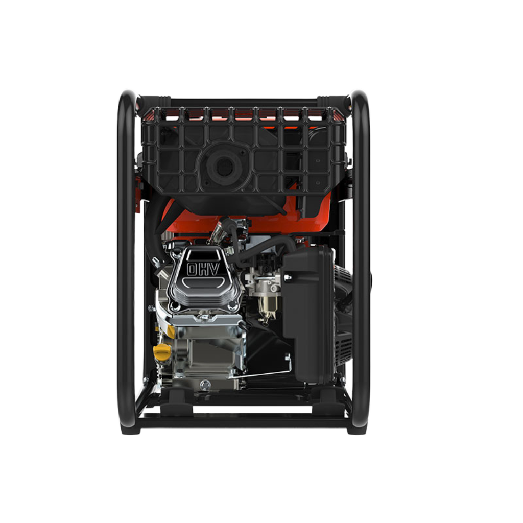 Vista Lateral:
Motor profesional y estructura del generador compacto Genergy Rodas 3800W para soporte eléctrico óptimo en trabajos exteriores