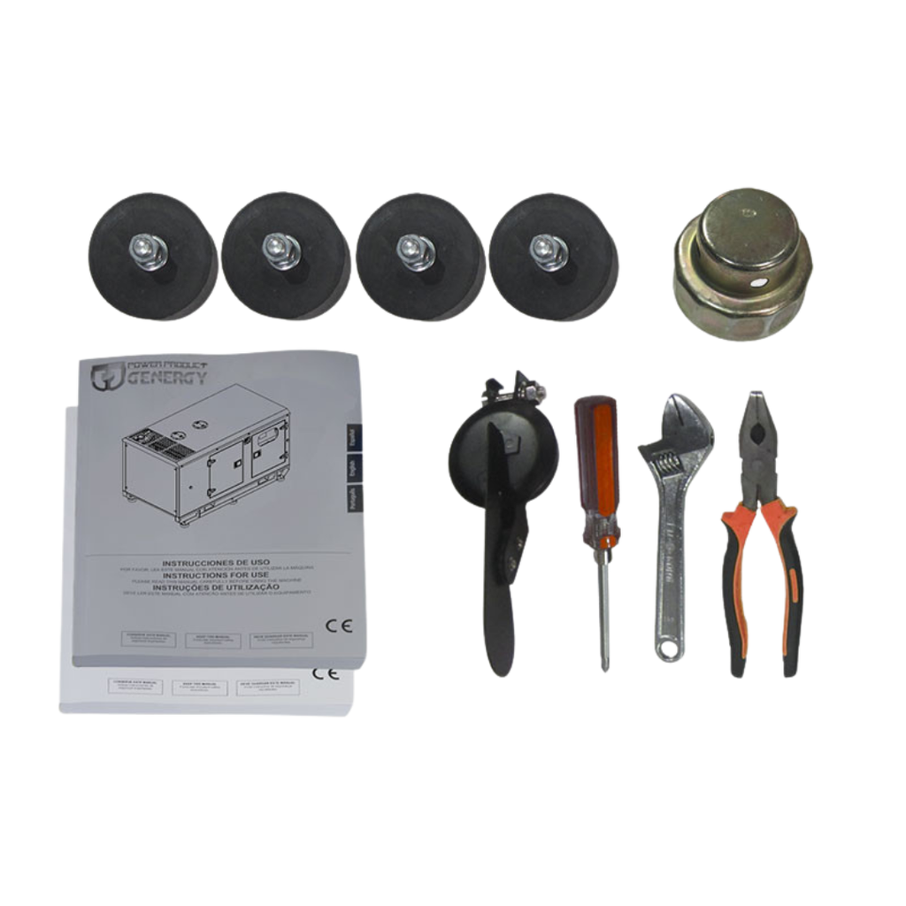 Kit de Accesorios, herramientas  y manual de instrucciones 
del Grupo Electrógeno Genergy GDS10T