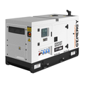 Vista Frontal: Grupo electrógeno trifásico compacto Genergy GDS10T 10kVA insonorizado, ideal
para telecomunicaciones, alarmas e iluminación de emergencia.