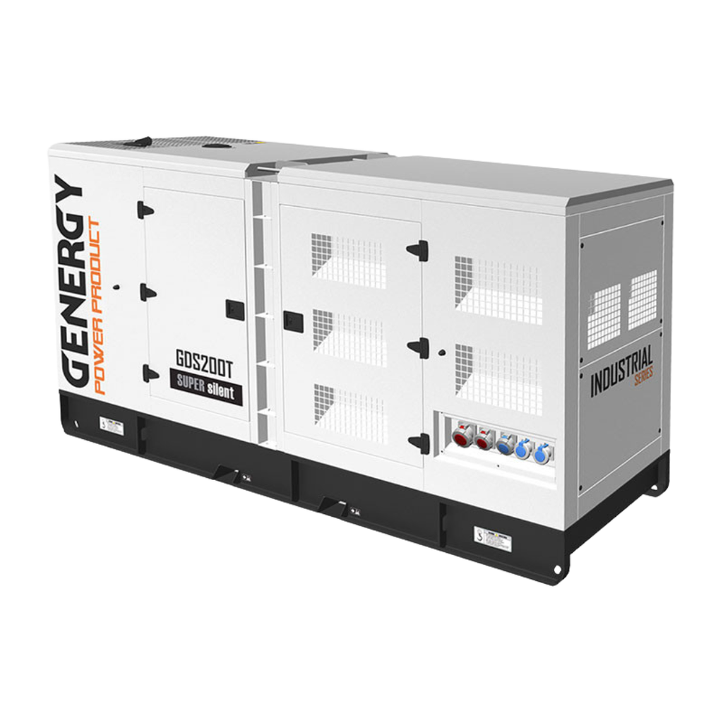Vista trasera: Cuadro eléctrico y tomas IP67 del grupo electrógeno de emergencia Genergy
GDS200T para distribución segura de energía.